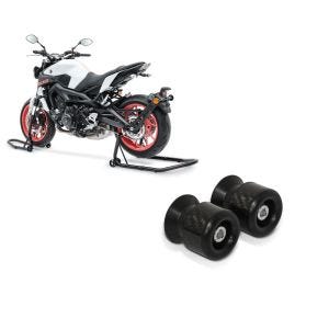 Set: Béquille d'Atelier moto Set Constands Arrière Avant FB noir + Protection Bras Oscillant-Diabolos pour béquille M6-8 carbon