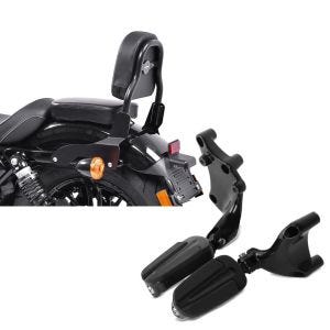 Set: Sissy Bar CSS Fix compatible avec Harley Davidson Sportster 883 Iron 09-20 noir Craftride + Respose pieds passager compatible avec Harley Davidson Sportster 883 Iron 14-20 Craftride avec support en noir
