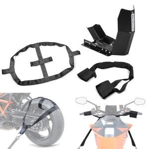 Set Sangle de fixation pour guidon et roue arrière + Béquille de transport pour moto Easy-Fix jusqu'à 21 pouces ConStands noir