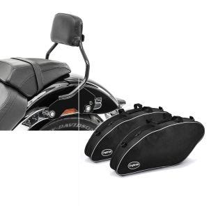 Set: Sissy Bar compatible avec Harley Davidson Sport Glide 18-24 Craftride XS avec kit montage noir + Sacs intérieurs compatible avec Harley Davidson Sport Glide 18-24 sacoches rigides Craftride