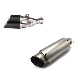 Set: Zaddox Silencieux Suzuki Bandit 1200 / S Pot d'échappement Twin + Pot Echappement Pace compatible avec Suzuki Bandit 1250 / 1200 / S Silencieux Inox Titane