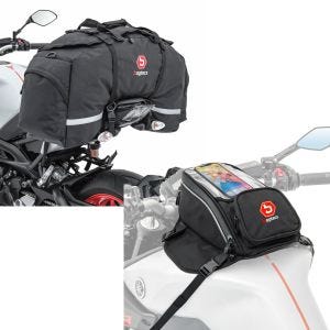 Set: Sacoche de selle moto Bagtecs SX80 sacoche arrière 70Ltr noir + Sacoche de reservoir compatible avec BMW F 750 / 700 / 650 GS Bagtecs MR4 9Ltr
