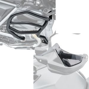 Set: Pare carter compatible avec BMW R 1250 GS 19-23 Motoguard XL4 garde moteur + Protège main extension compatible avec BMW R 1250 GS 19-23 Motoguard fumé clair