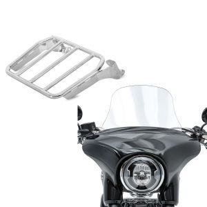 Set: Porte Bagages p. Sissy Bar compatible avec Harley Davidson Softail Sport Glide 18-24 chrome Craftride + Pare-brise compatible avec Harley Davidson Sport Glide 18-24 Craftride L saute vent clair