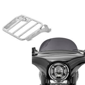 Set: Porte Bagages p. Sissy Bar compatible avec Harley Davidson Softail Sport Glide 18-24 chrome Craftride + Pare-brise compatible avec Harley Davidson Sport Glide 18-24 Craftride M saute vent fumé foncé