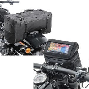 Set: Motorrad Hecktasche Craftride SQ1 Soziustasche für Chopper und Cruiser + Lenkertasche passend für Chopper / Custombike Smartphonehalter Craftride LB2 CB39614