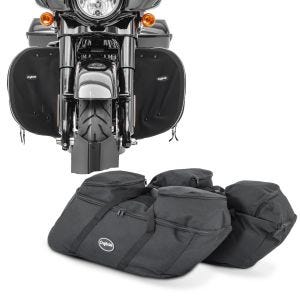 Set: Bas de carénages compatible avec Harley Davidson Touring 1980-2023 Protège jambes Craftride + Sacs d'interieur de sacoches rigides compatible avec Harley Davidson Street Glide / Special Craftride SP4