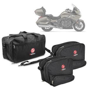 Set: Sacs interieurs de valises laterales compatible avec BMW K 1600 GT / GTL 11-24 Bagtecs + Sacoche intérieure Bagtecs MT2 convient pour original Top case 49L BMW K 1600 GT/GTL / K 1200/1300 GT / R 1200/1250 RT