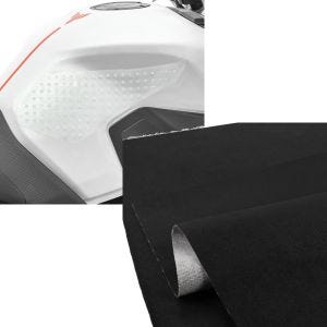 Set: Protège réservoir lateral moto Zaddox Grip L Protection transparent + Tourtecs Cuir pour siège de moto anti-slip noir