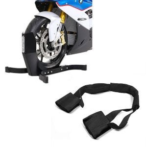 Set: Bloque Roue Easy-Plus Bequille Avant à 21 Pouces noir-mate + Moto Sangle d'arrimage du guidon