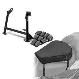 Set: Béquille centrale compatible avec BMW K 1200 S / R / Sport 05-08 ConStands en noir + Moto Coussin d'air Tourtecs Air M Coussin de Selle confort en noir