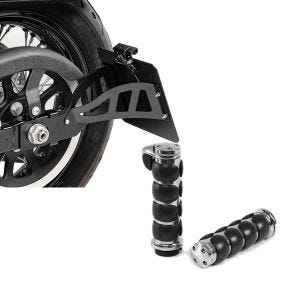 Set: Support de plaque latérale pour Yamaha XVS 650-1100 Drag Star 96-07 Craftride noir + Poignées pour Guidon 1" compatible avec Kawasaki Yamaha Suzuki Honda chrome