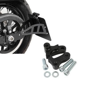 Set: Seitlicher Kennzeichenhalter passend für Harley Davidson Dyna Street Bob 06-17 CRB Craftride schwarz + Tieferlegungskit 1,75" Zoll passend für Harley Davidson Dyna Street Bob 06-17 Tieferlegung Craftride