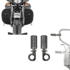 Set: Moto Respose-Pied pour pare cylindre Craftride CF15 pour 32mm en noir + Bas de carénages compatible avec Harley Davidson Touring 1980-23-24 Protège jambes Craftride