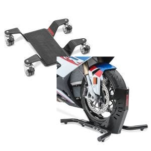 Set: Chariot Range pour béquille centrale ConStands Mover II max. 400 kg noir + Bloque Roue ConStands Easy-Evo noir Béquille Avant