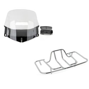 Set: Windschild passend für Honda Goldwing GL 1800 01-16 mit Lüftungsgitter klar Craftride + Gepäckträger passend für Honda Goldwing GL 1800 01-16 chrom Craftride