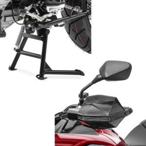 Set: Béquille centrale Suzuki V-Strom 650 / XT 11-24 ConStands en noir + Protège mains compatible avec Suzuki V-Strom 650 / 250 Motoguard HG2 noir