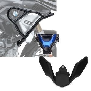 Set: Pare carter haut XL compatible avec BMW R 1250 GS 19-20 crashbar Réservoir + Extension garde boue avant compatible avec BMW R 1250 GS / R 1050 GS 17-20 Motoguard Prolongateur garde boue