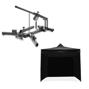 Set: Motorrad Reifenmontiergerät für Motorradreifen 12-21" Reifenwechsler ConStands MD4 + Rennzelt mit 4 Seitenwänden 3x3m Tourtecs faltbar für die Rennstrecke schwarz