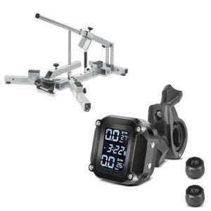 Set: Motorrad Reifenmontiergerät für Motorradreifen 12-21" Reifenwechsler ConStands MD4Z + Reifendruckkontrollsystem RDKS mit Temperaturmesser Tourtecs Reifendruckprüfer digital