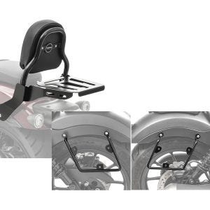 Set: Sissy Bar XS3 compatible avec Honda Rebel 1100 CMX 21-24 porte bagages noir Craftride + Set Écarteurs supports sacoches cavalières compatible avec Honda Rebel 1100 CMX 21- Craftride SH2