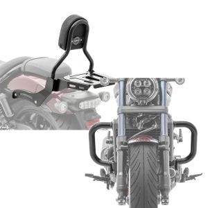 Set: Sissy Bar CL3 compatible avec Honda Rebel 1100 CMX 21-24 porte bagages noir Craftride + Pare cylindre compatible avec Honda Rebel 1100 CMX 21-24 pare carter Craftride PM3