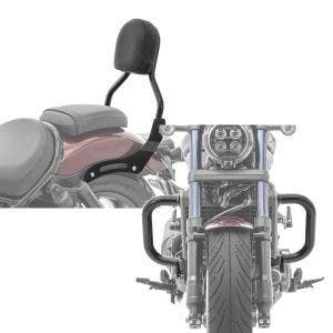 Set: Sissy Bar CL3 compatible avec Honda Rebel 1100 CMX 21-24 noir Craftride + Pare cylindre compatible avec Honda Rebel 1100 CMX 21-24 pare carter Craftride PM3