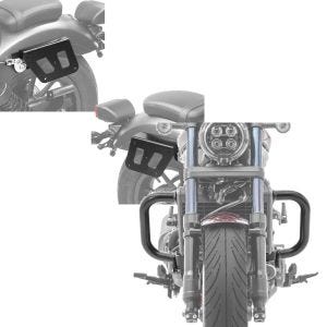 Set: Set Écarteurs support sacoches cavalières compatible avec Honda Rebel 1100 CMX 21- detachable droit-gauche Craftride QL + Pare cylindre compatible avec Honda Rebel 1100 CMX 21-24 pare carter Craftride PM3