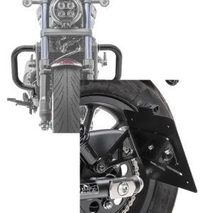 Set: Pare cylindre compatible avec Honda Rebel 1100 CMX 21-24 pare carter Craftride PM3 + Support de plaque latéral M compatible avec Honda Rebel 1100 CMX 21-24 noir Craftride