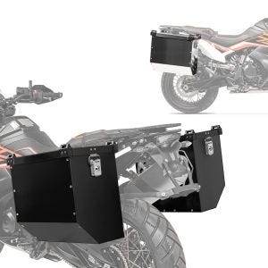 2x Motorrad Alukoffer Bagtecs Atlas 36Ltr Aluminium Seitenkoffer schwarz Spar-Set