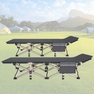 2x Feldbett Tourtecs FB26 Sonnenliege klappbar Campingliege schwarz Spar-Set