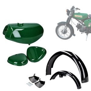 Set Benzintank mit Seitendeckeln + Kotflügel mit Schmutzfänger passend für Simson S50 S51 S70 Craftride grün