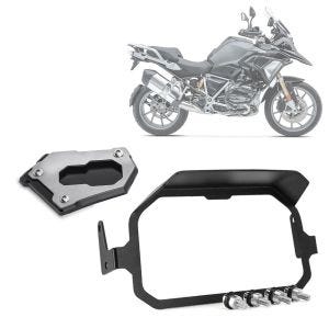Seitenständerfuß Verbreiterung passend für BMW R 1250 GS / Adventure 19-24 + TFT Display Diebstahlschutz mit Sonnenblende
