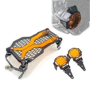 Protection de phare orange + grille de phare sur mesure pour BMW R 1200/1250 GS/Adventure 13-24