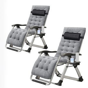 2x Chaise de jardin pliante Divit SR11 transat bain de soleil métal gris DPLC