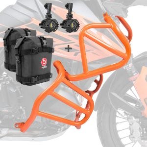 Set Sturzbügel oben unten + Scheinwerfer für KTM 790 Adventure/ R 19-20 + Taschen Motoguard orange_1