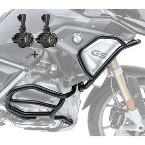 Set Sturzbügel oben unten + Scheinwerfer XL4 für BMW R 1200 GS Rallye 17-18 Motoguard schwarz_1