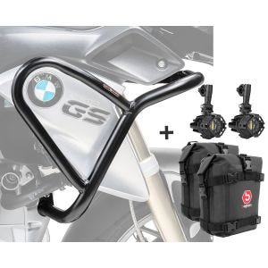 Sturzbügel Set + Zusatzscheinwerfer für BMW R 1200 GS 13-16 + Taschen schwarz_1