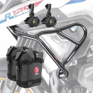 Sturzbügel Set + Zusatzscheinwerfer XL für BMW R 1250 GS 19-20 + Taschen schwarz_1