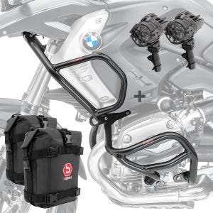 Set Sturzbügel oben unten + Scheinwerfer L2 für BMW R 1200 GS 08-12 + Taschen Motoguard schwarz_1