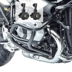 Sturzbügel Set für BMW R NineT 14-20 mit Zusatzscheinwerfer und Halterung Motoguard S-N1_1