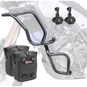 Set Sturzbügel oben unten + Scheinwerfer für Yamaha Tenere 700 19-21 + Taschen Motoguard schwarz CB4_1