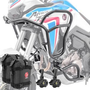 Set Sturzbügel oben unten XL + Scheinwerfer für Honda Africa Twin 1100 20-21 + Taschen Motoguard schwarz_1