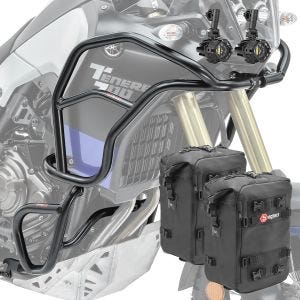 Set Sturzbügel oben unten XL + Scheinwerfer für Yamaha Tenere 700 19-21 + Taschen Motoguard schwarz CB8_1