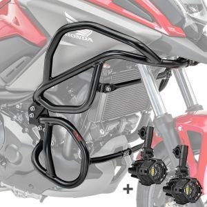 Set Sturzbügel oben unten + Scheinwerfer für Honda NC 750 X / 700 X 12-20 Motoguard schwarz_1