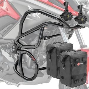 Set Sturzbügel oben unten + Scheinwerfer für Honda NC 750 X / 700 X 12-20 + Taschen Motoguard schwarz CB8_1
