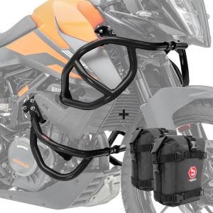 Set Sturzbügel + Taschen für KTM 390 Adventure 20-21 Schutzbügel oben unten Motoguard schwarz_1