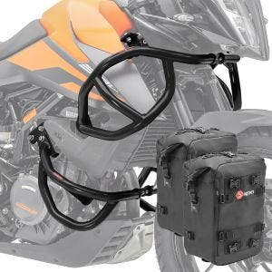 Set Sturzbügel + Taschen für KTM 390 Adventure 20-21 Schutzbügel oben unten Motoguard CB8 schwarz_1