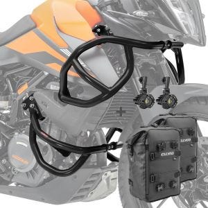 Set Sturzbügel oben unten XL + Scheinwerfer für KTM 390 Adventure 20-21 + Taschen Motoguard schwarz CB8_1