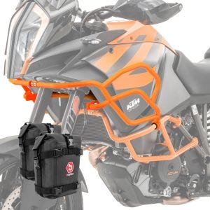 Set Pare carter haut + sacoches XL X21 compatible avec KTM 1090 Adventure / R 17-19 Motoguard orange
